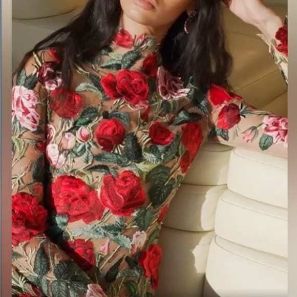 Floral Embroidered High Neck - Picture 2 of 12